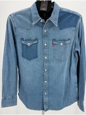 Levi's Western Denim Shirt Patchwork Blue Classic Fit Medium